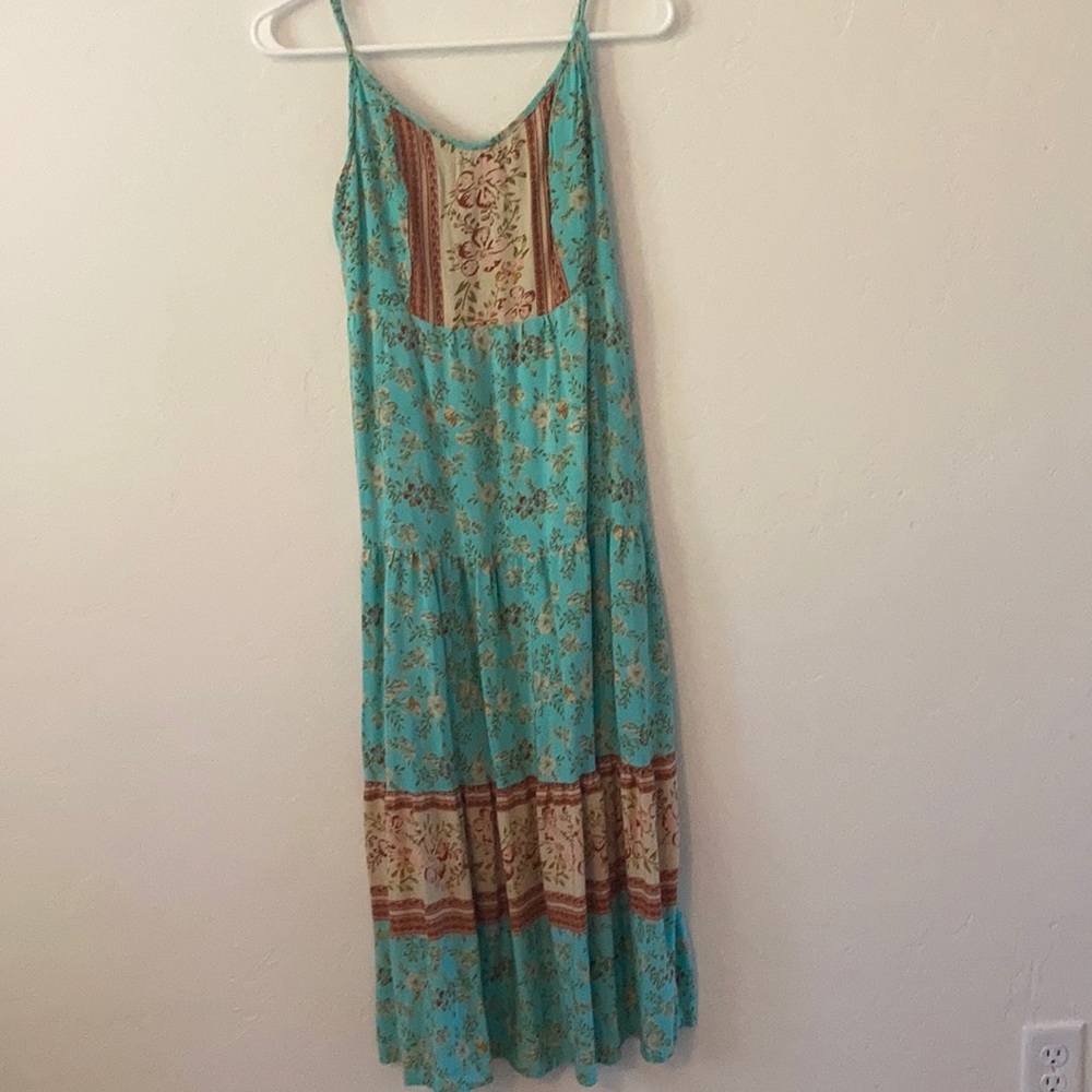 Angashion brand. Size small. Turquoise with brown and cream flowers